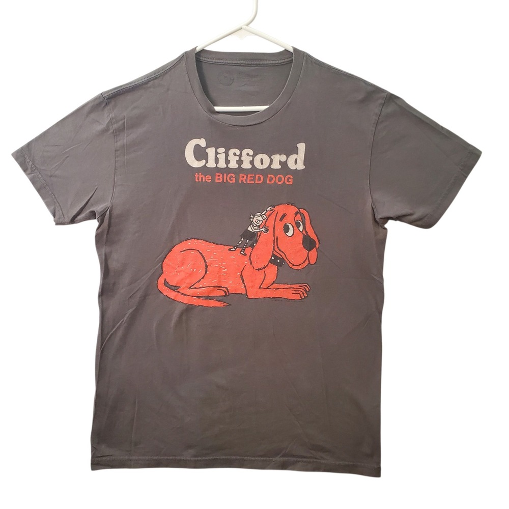 Clifford the Big Red Dog Graphic T-Shirt Gray Mens Medium Book Tee Out of Print